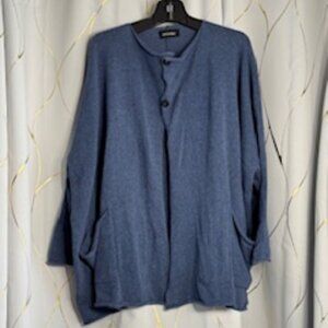 Eskandar Blue Cotton Cardigan – One Size